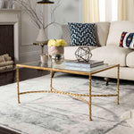 Safavieh Couture Matilda Gold Leaf Glass Coffee Table , AMH8318 - Gold / Glass