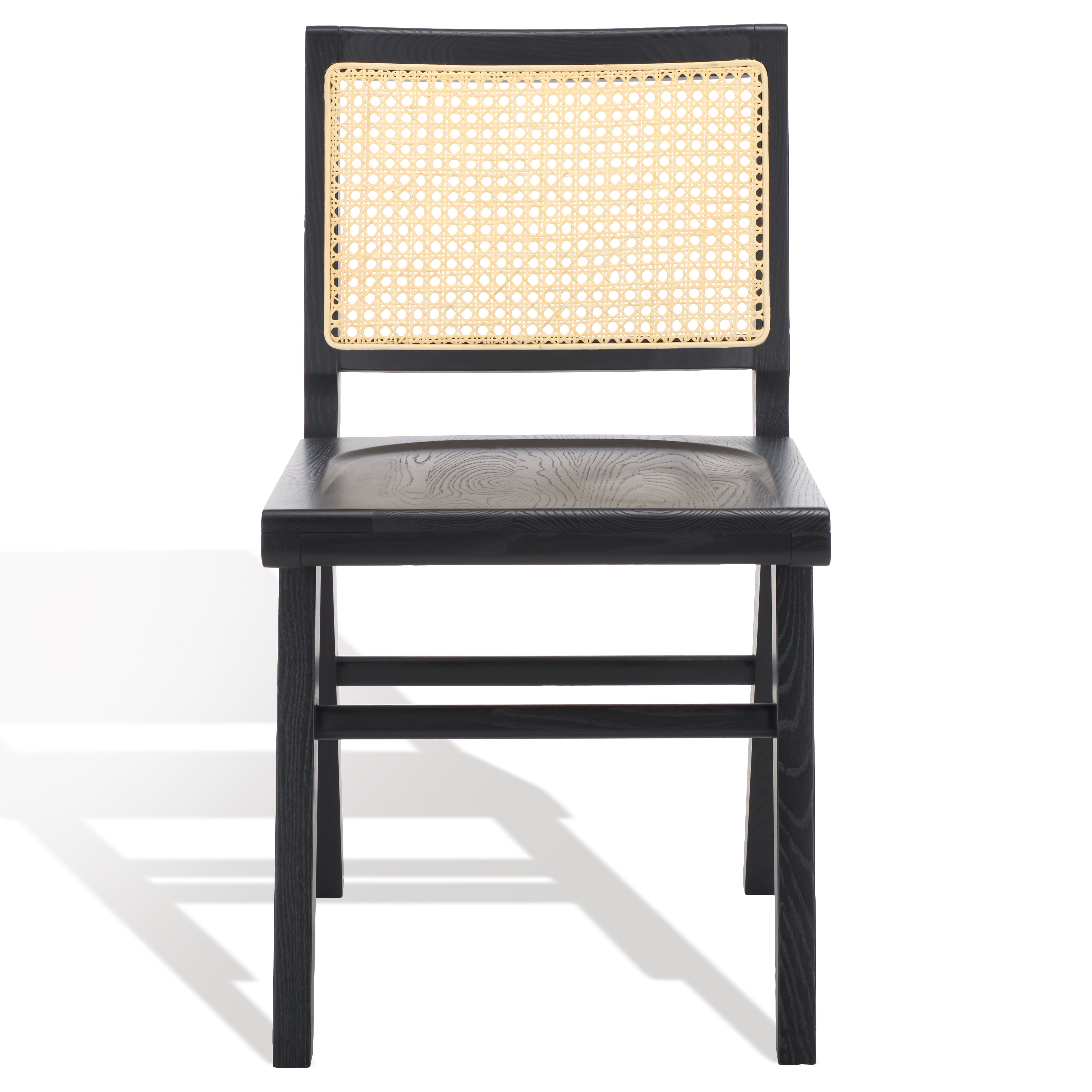 safavieh couture hattie french cane wood seat dining chair, sfv4153 - Black / Natural