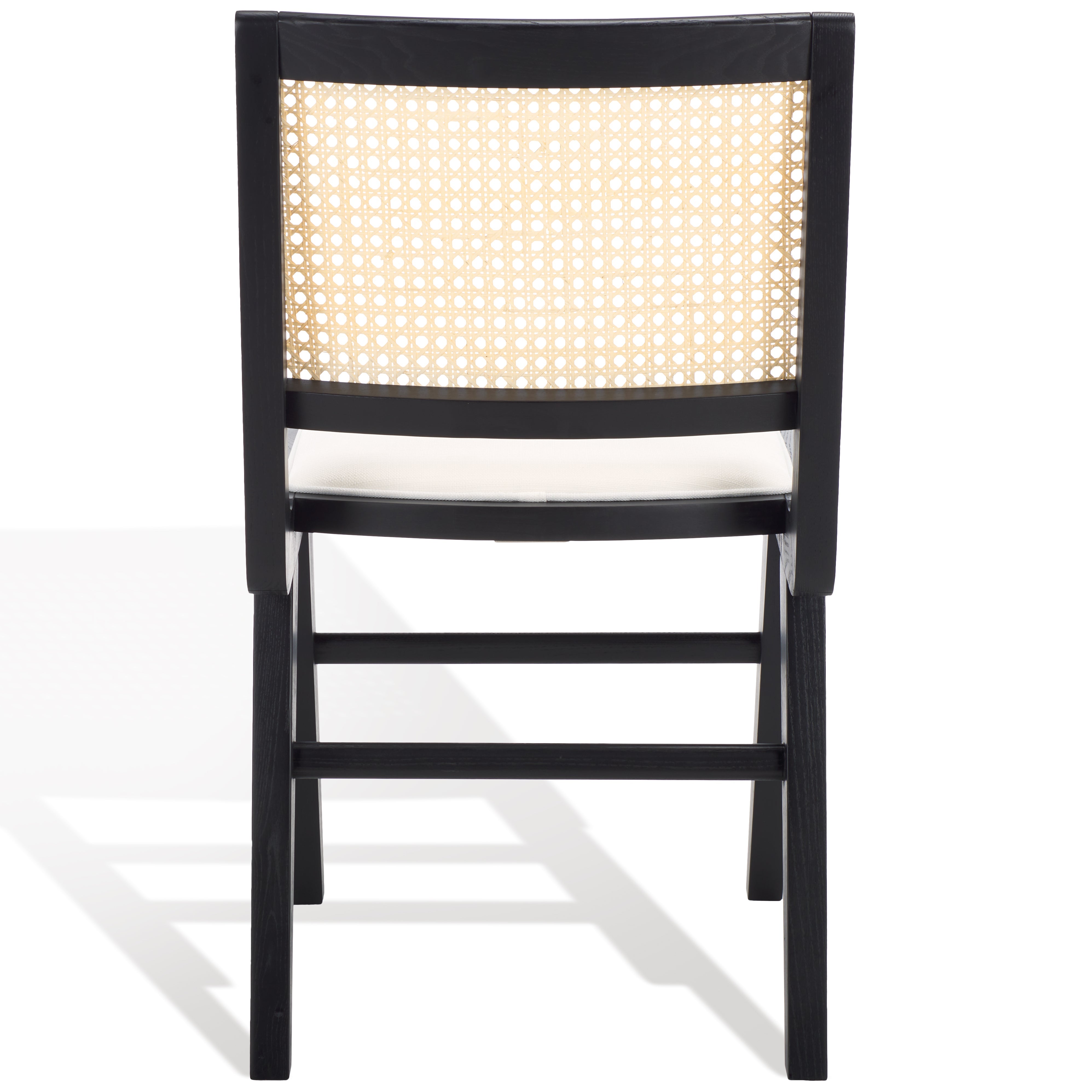 safavieh couture hattie french cane cushion seat dining chair, sfv4154 - Black / Natural