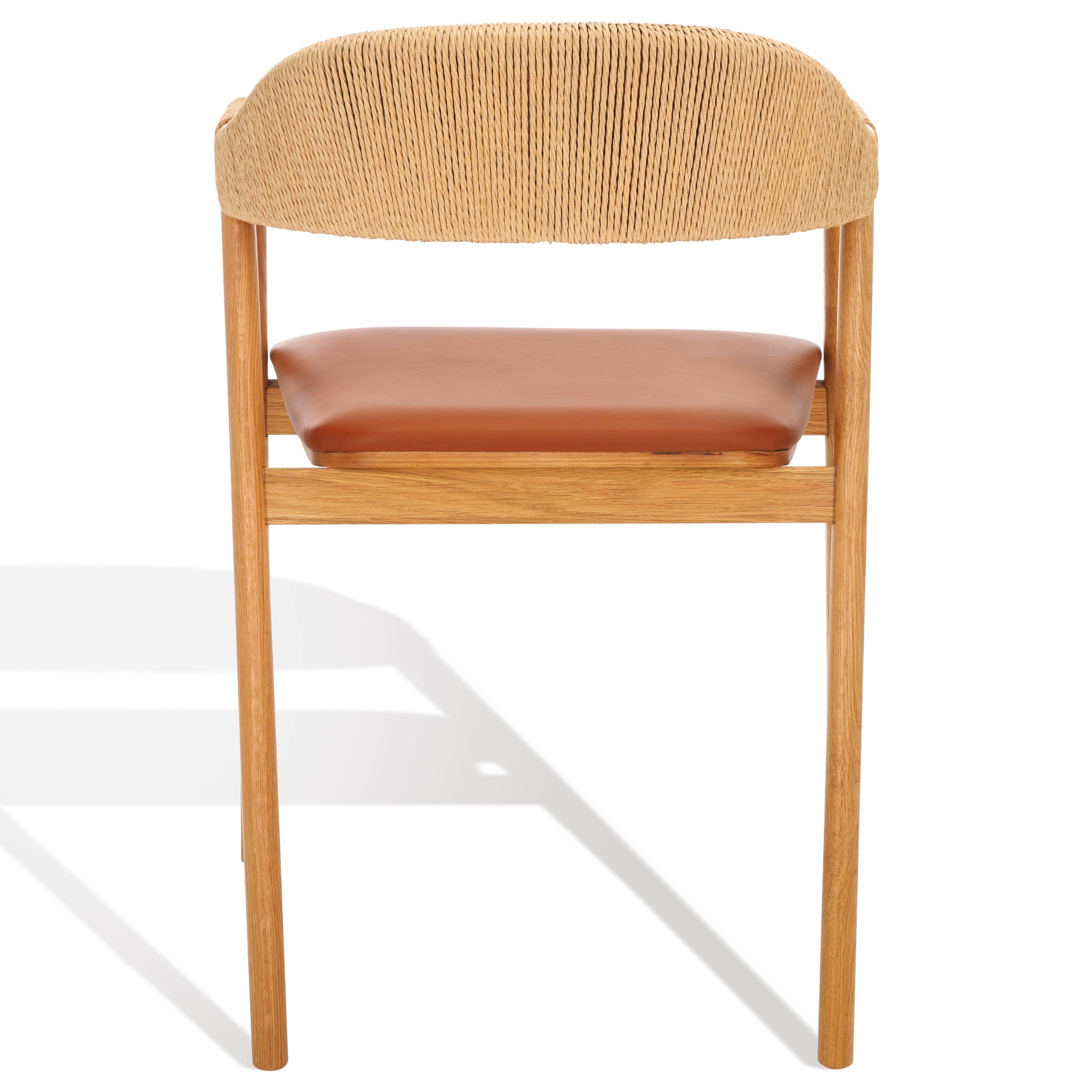 Safavieh Couture Eamon Leather And Cane Dining Chair, SFV4203 - Natural / Brown
