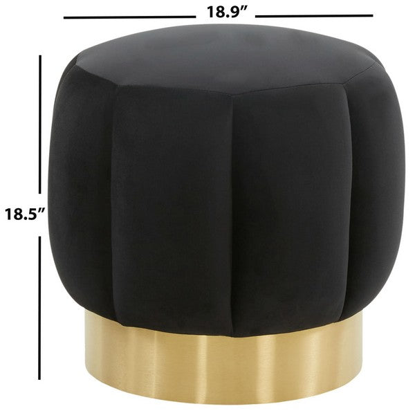 Safavieh Couture Maxine Channel Tufted Otttoman - Black / Gold