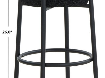 Safavieh Couture Paisleigh Boucle Metal Leg Counter Stool - Black