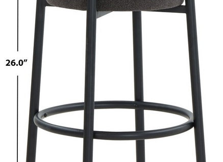 Safavieh Couture Paisleigh Boucle Metal Leg Counter Stool - Charcoal / Black