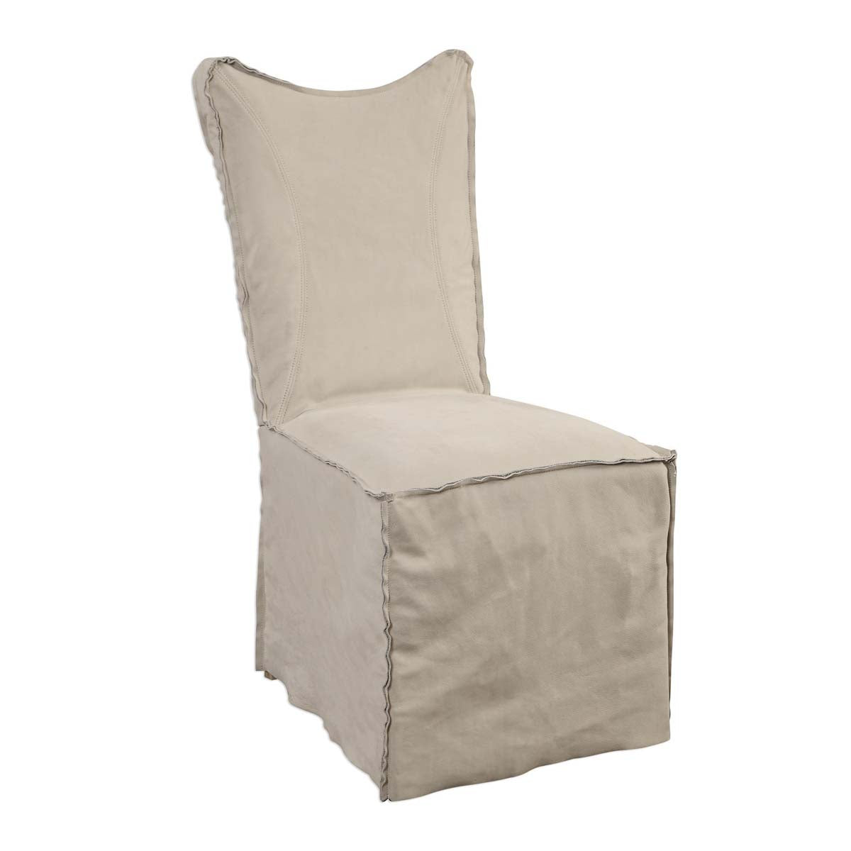 Uttermost Delroy Armless Chairs, Stone Ivory, Set Of 2