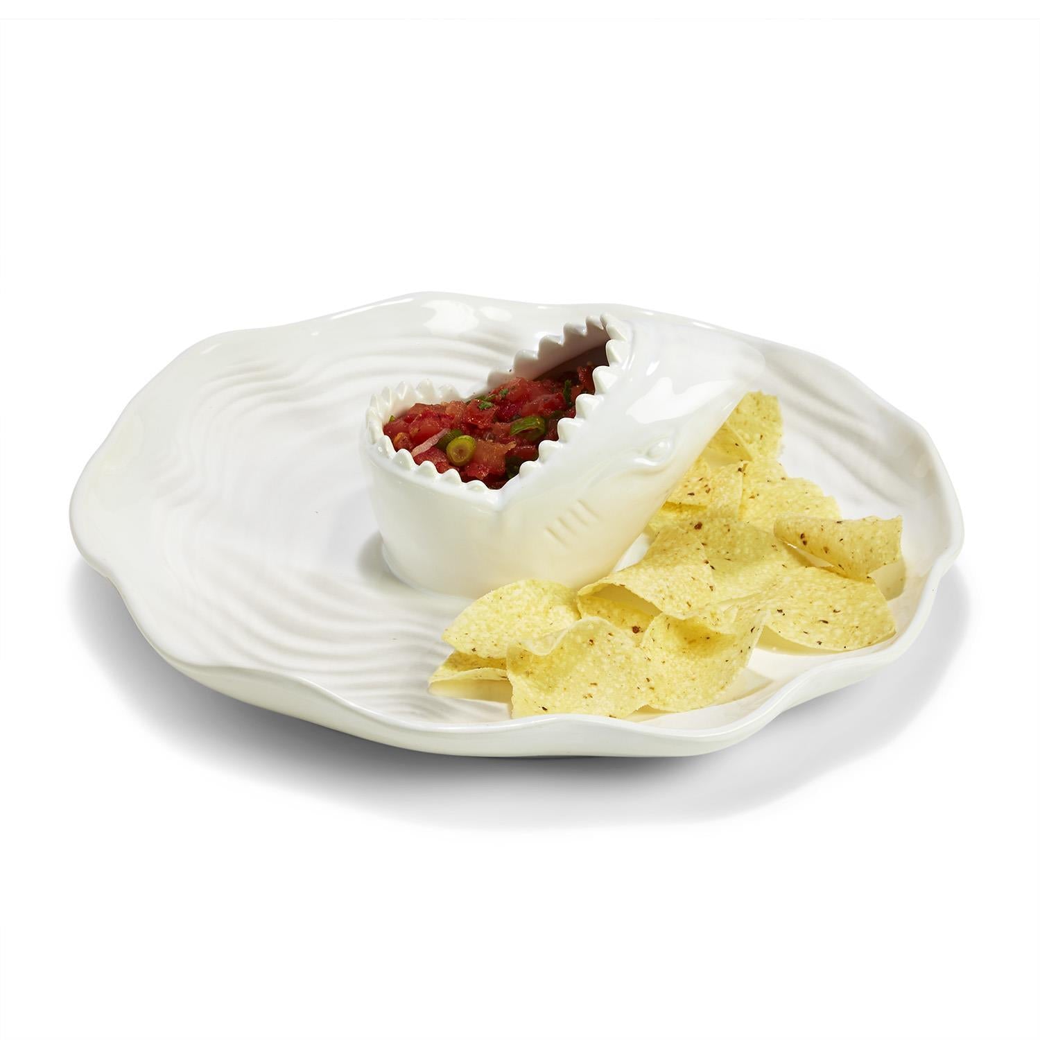 Two's Company Great White Chip and Dip Bowl