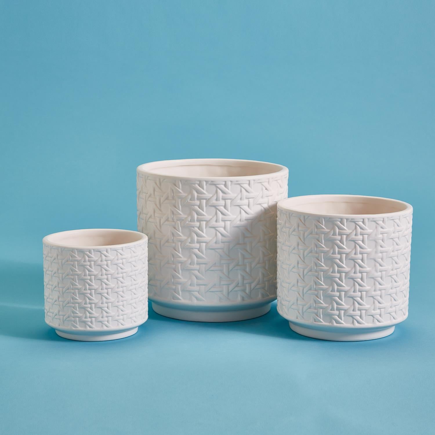 Two's Company S/3 Embossed Cane Webbing Planters