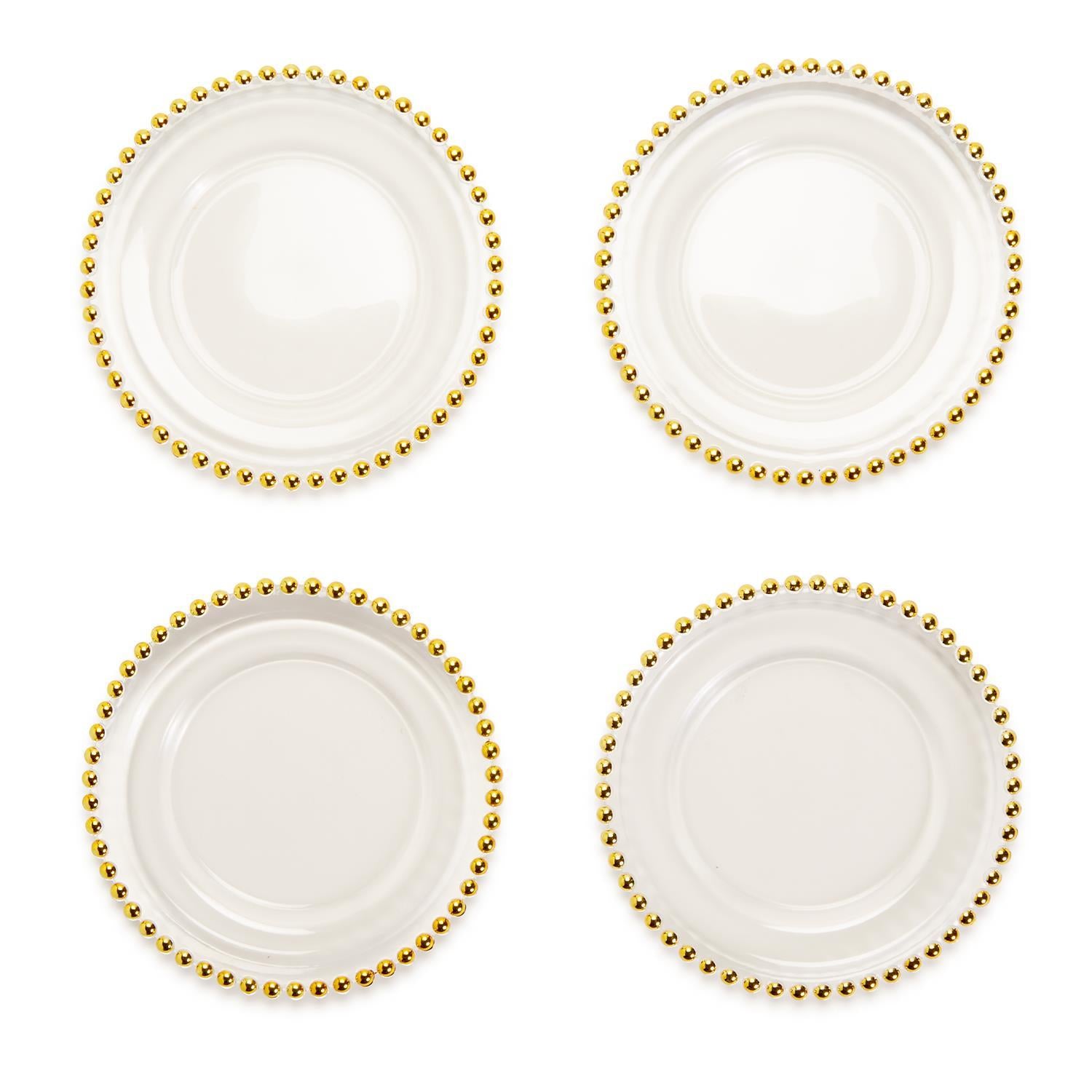 Two's Company Golden Beads S/4 Appetizer / Dessert Plates