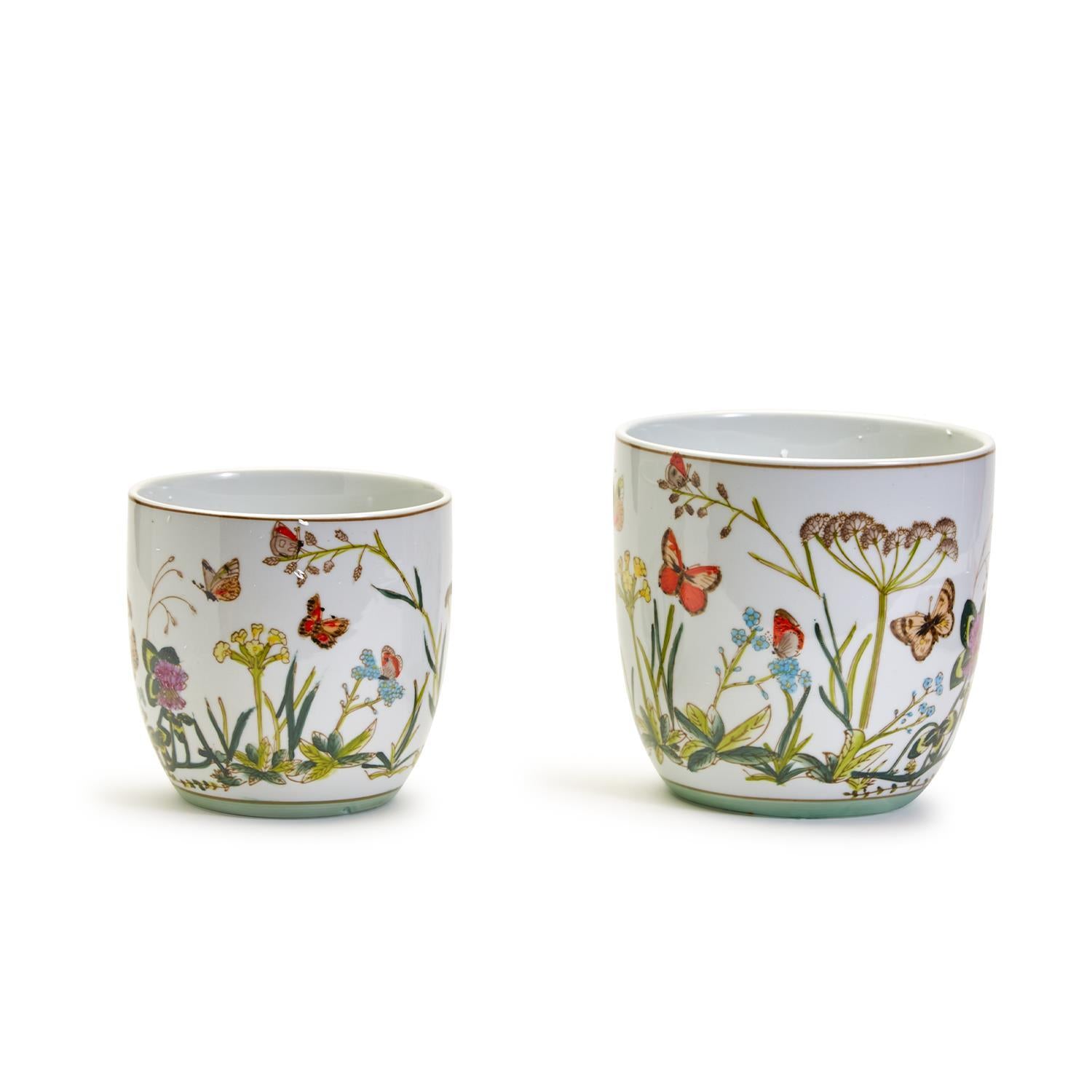 Two's Company Butterfly Garden S/2 Cachepots / Planters