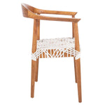 Safavieh Juneau Leather Woven Accent Chair , ACH1003 - Natural Mindi Wood/White Leather