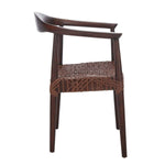 Safavieh Juneau Leather Woven Accent Chair , ACH1003 - Walnut Mindi Wood/Brown Leather