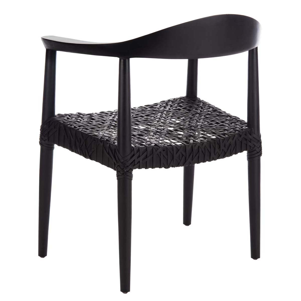 Safavieh Juneau Leather Woven Accent Chair , ACH1003 - Black Mindi Wood/Black Leather