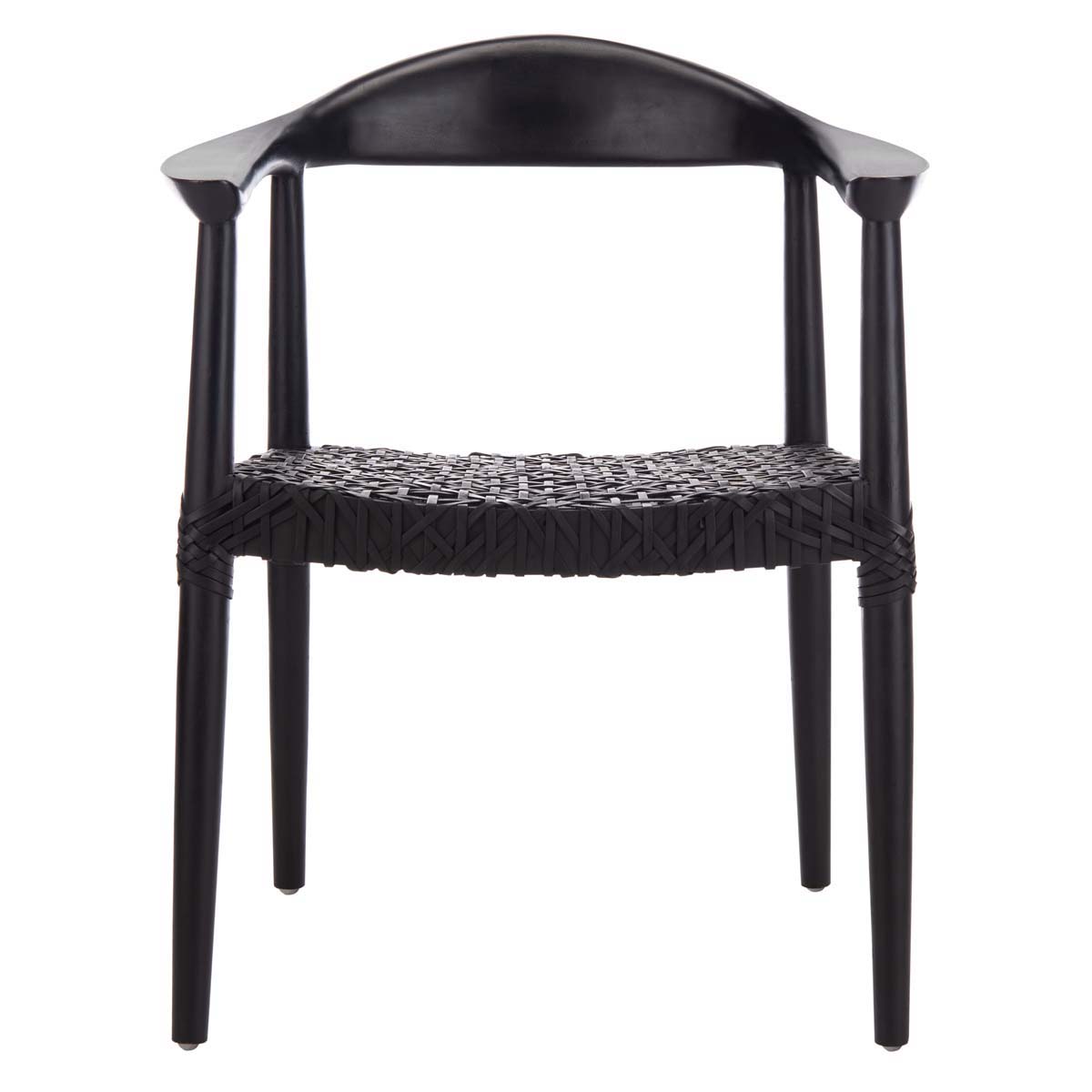 Safavieh Juneau Leather Woven Accent Chair , ACH1003 - Black Mindi Wood/Black Leather