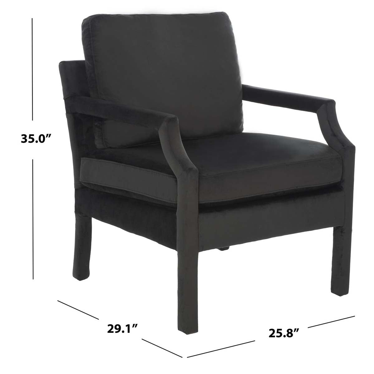 Safavieh Genoa Upholstered Arm Chair , ACH4510 - Black Velvet