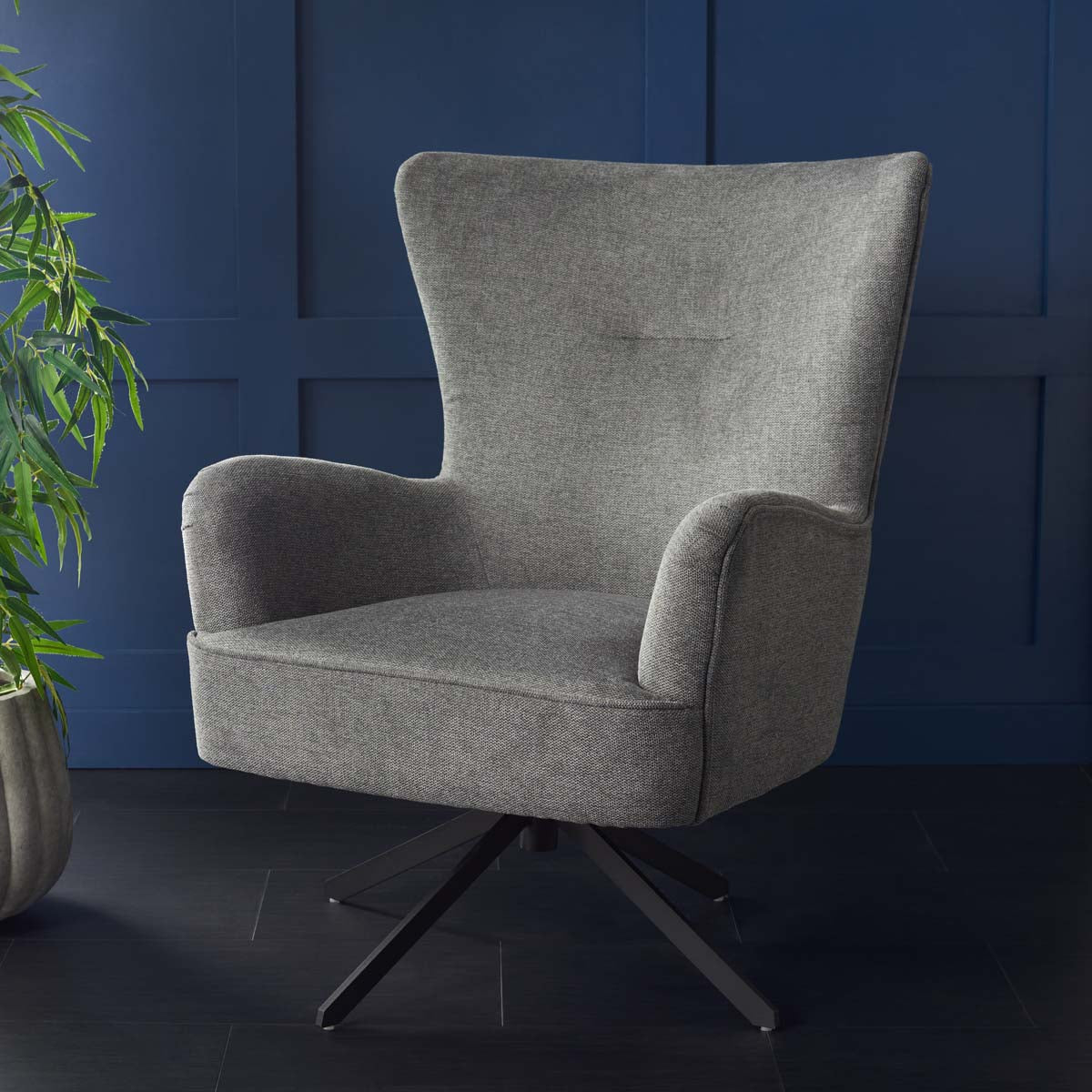 Safavieh Geonna Upholstered Arm Chair , ACH5107 - Medium Grey / Black