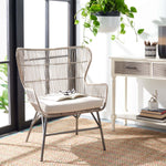Safavieh Lenu Rattan Accent Chair With Cushion, ACH6510 - Grey White Wash/Black