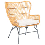 Safavieh Lenu Rattan Accent Chair With Cushion, ACH6510 - Natural/White/Black