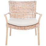 Safavieh Collette Rattan Accent Chair W/ Cushion , ACH6515 - Natural White Wash/ White