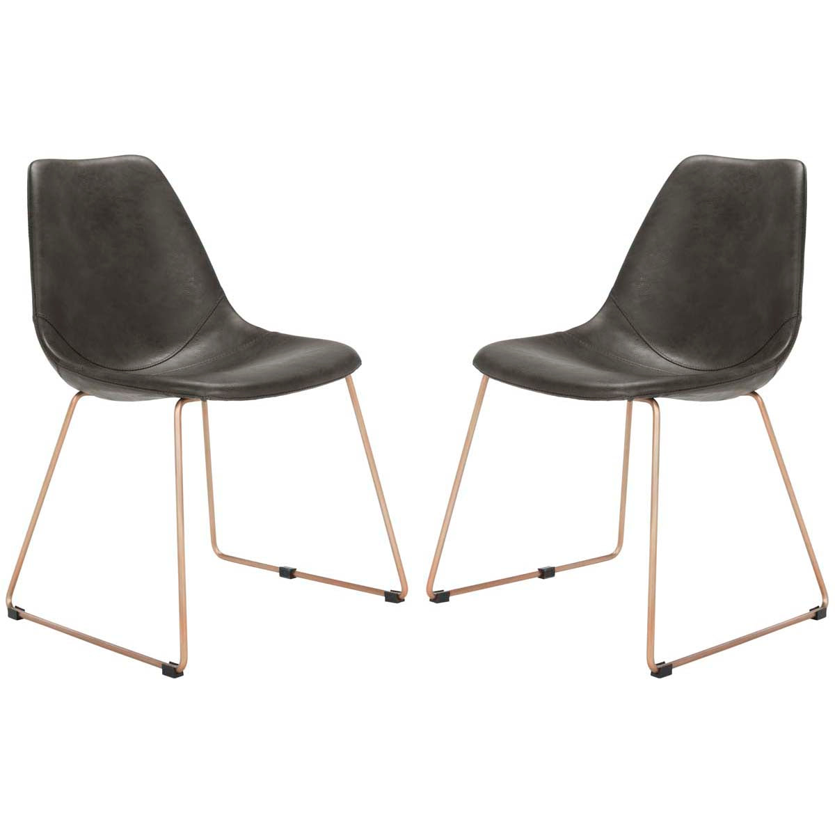 Safavieh Dorian Midcentury Modern Leather Dining Chair, ACH7003 - Grey/Copper (Set of 2)