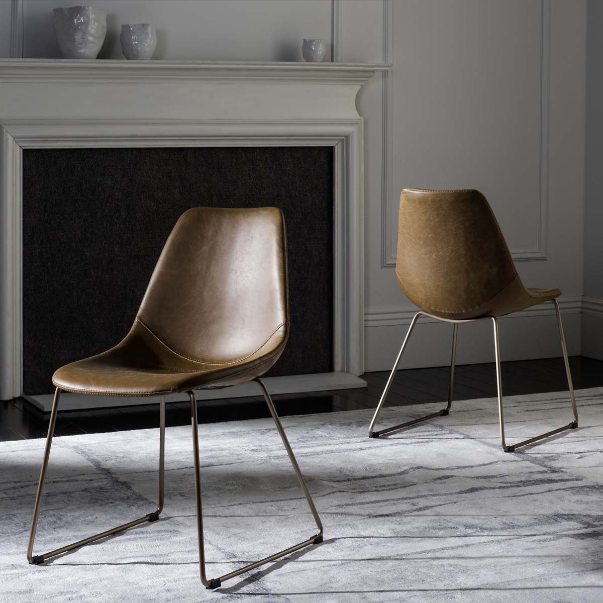 Safavieh Dorian Midcentury Modern Leather Dining Chair, ACH7003