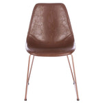 Safavieh Dorian Midcentury Modern Leather Dining Chair, ACH7003 - Light Brown/Brass (Set of 2)