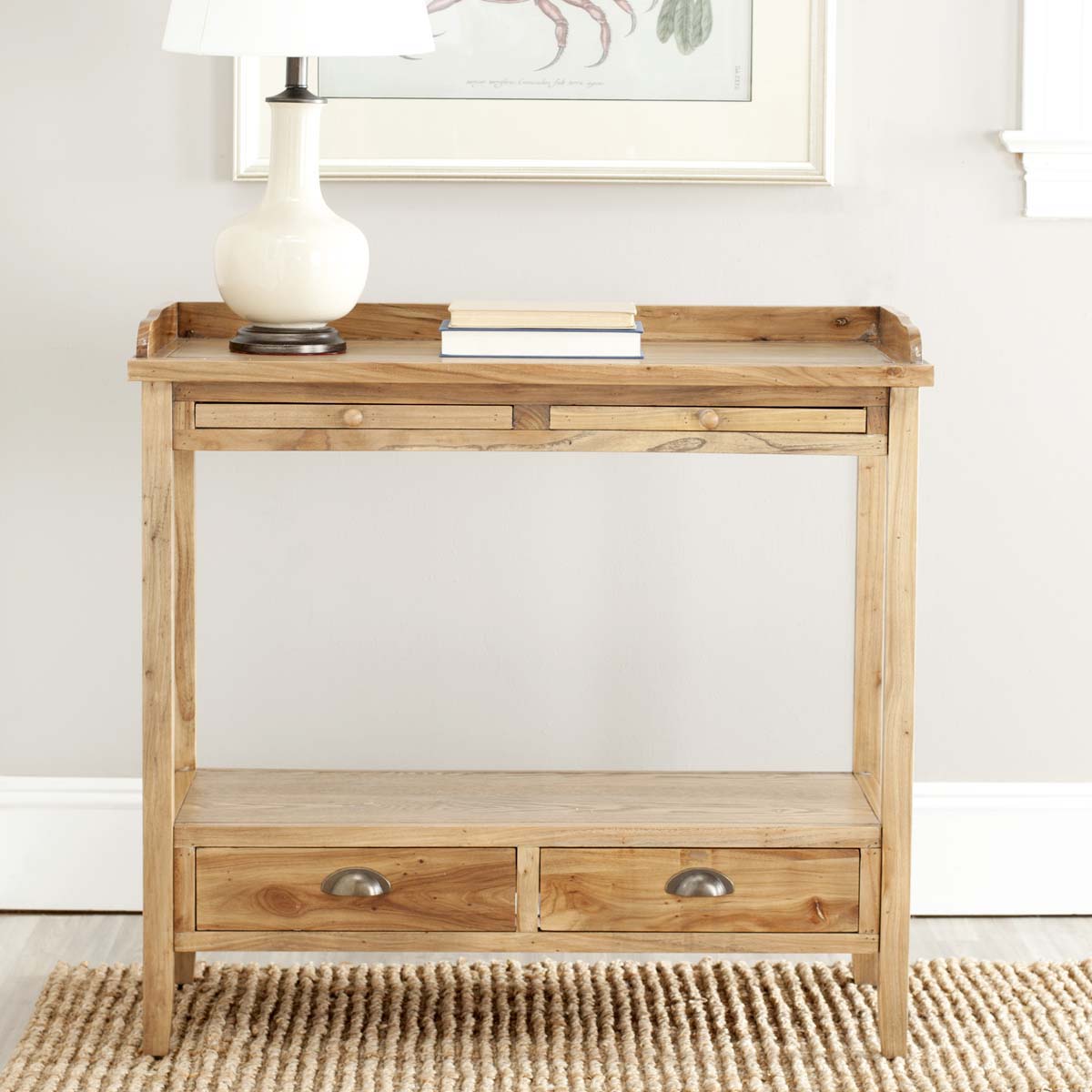 Safavieh Peter Console With Storage Drawers , AMH6571 - Weathered Oak