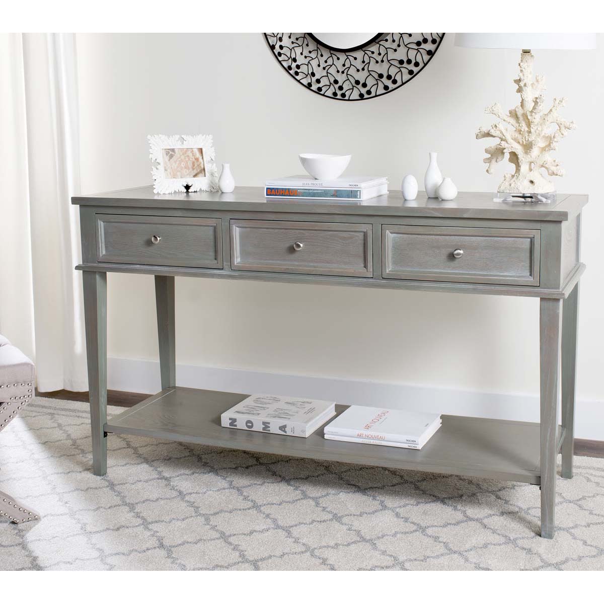 Safavieh Manelin Console With Storage Drawers , AMH6641 - Ash Grey