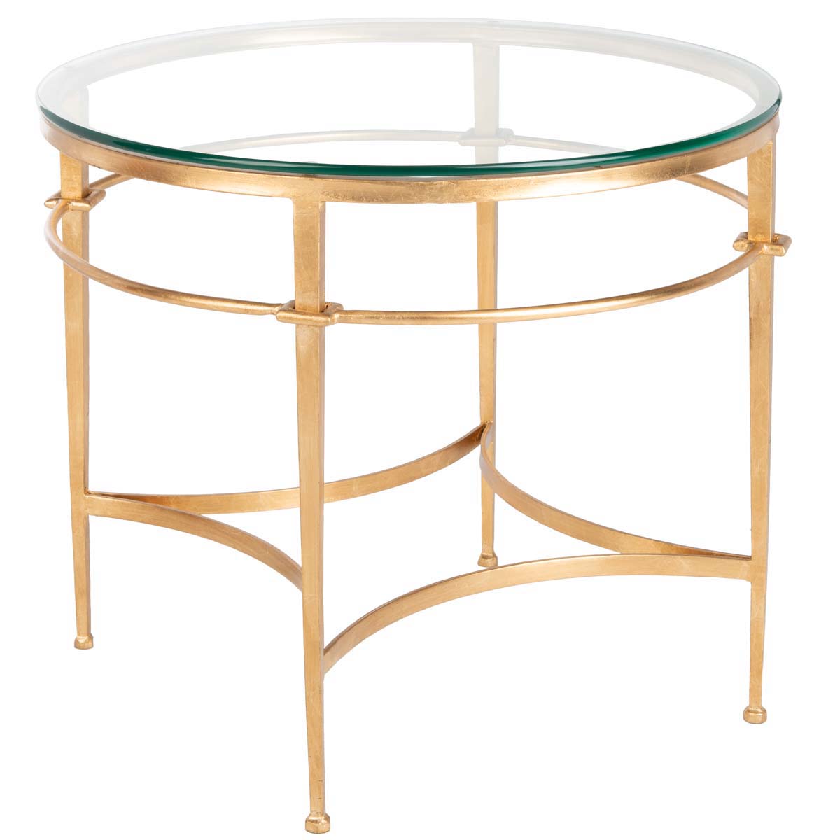 Safavieh Couture Ingmar Round Antique Gold Glass Side Table , AMH8301