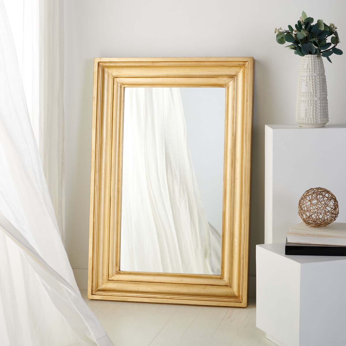 Safavieh Couture Zachary Small Rectangle Wall Mirror - Antique Gold