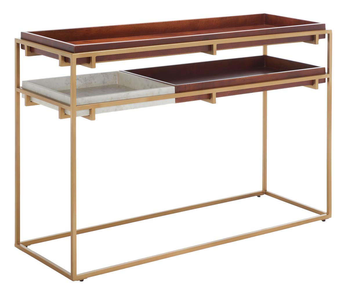 Safavieh Akari Marble Console Table , CNS3700 - Brown/White Marble/Gold