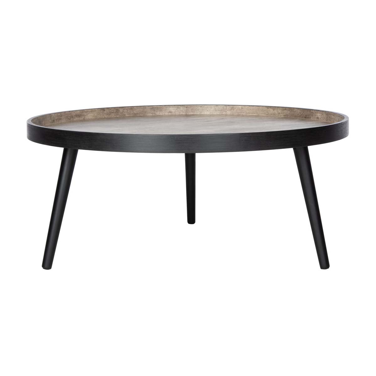 Safavieh Fritz Round Tray Top Coffee Table , COF4204 - Light Grey/Black
