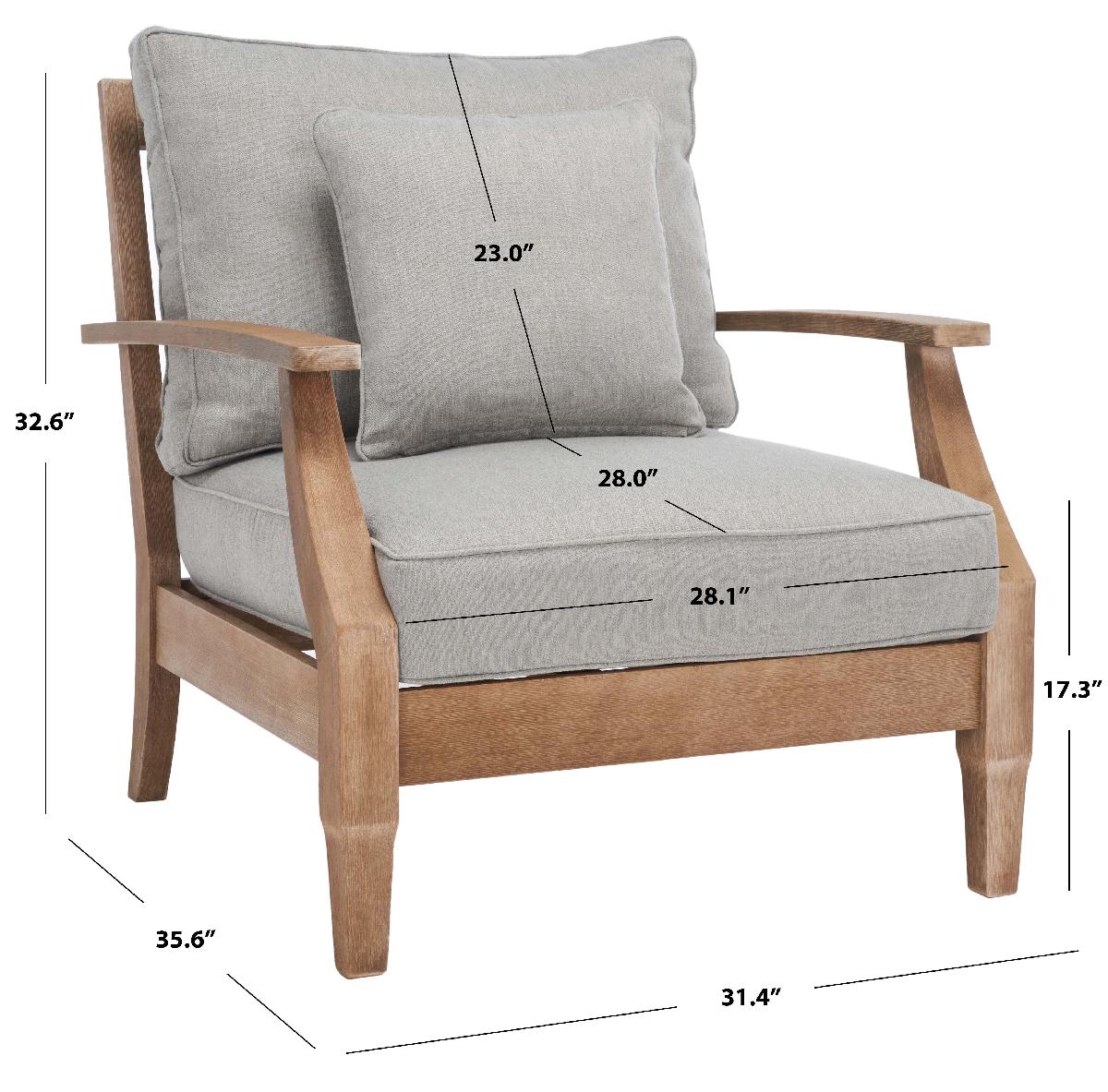 Safavieh Couture Martinique Wood Patio Armchair - Natural / Grey