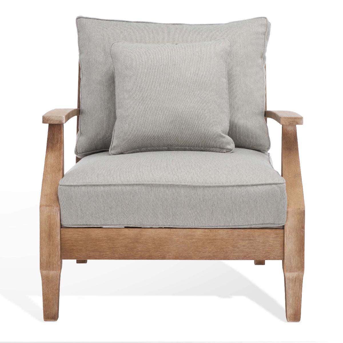 Safavieh Couture Martinique Wood Patio Armchair - Natural / Grey