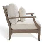 Safavieh Couture Martinique Wood Patio Armchair - Light Grey / Beige