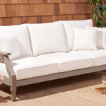 Safavieh Couture Martinique Wood Patio Sofa - Light Grey / Beige