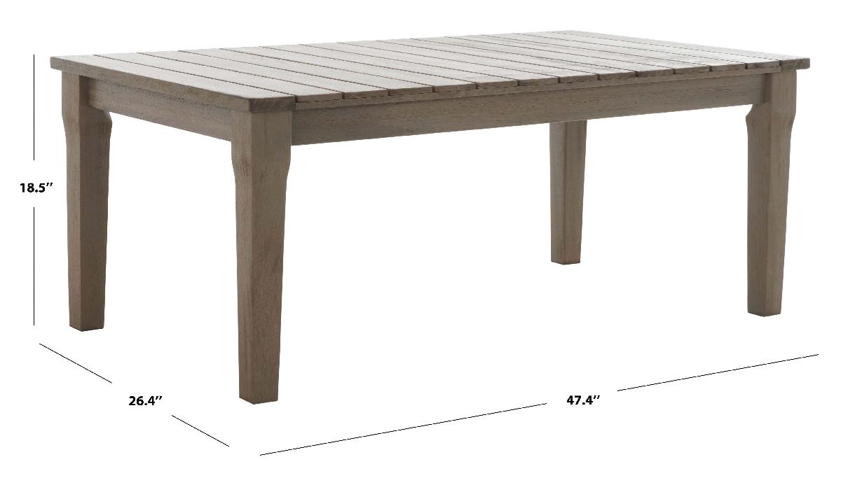 Safavieh Couture Martinique Wood Patio Coffee Table - Light Grey