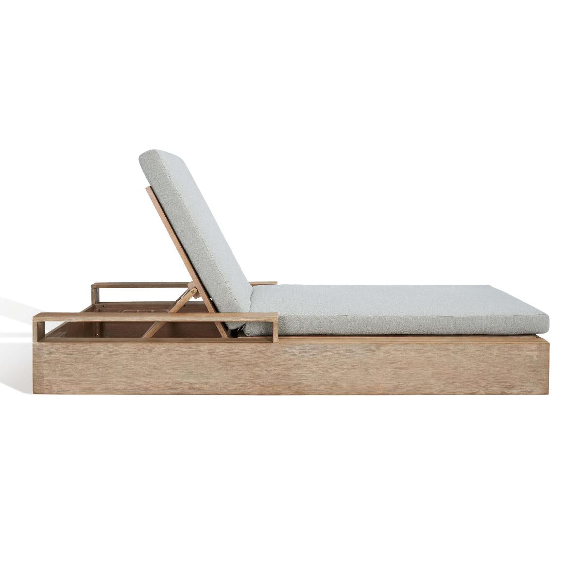 Safavieh Couture Lanai Wood Chaise Lounge Chair - Brown / Light Grey