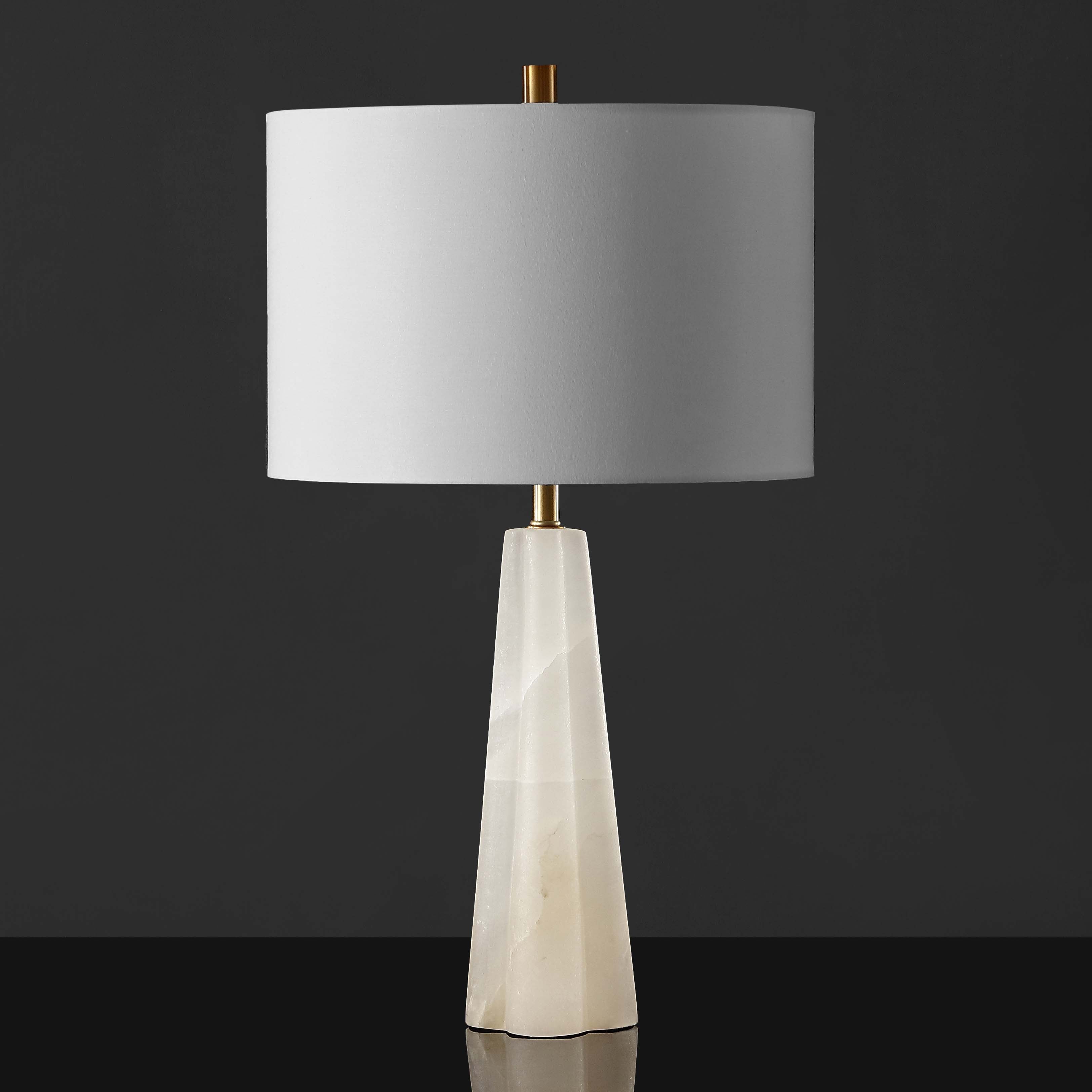 Safavieh Couture Aaron Alabaster Table Lamp - White / Gold