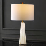 Safavieh Couture Aaron Alabaster Table Lamp - White / Gold