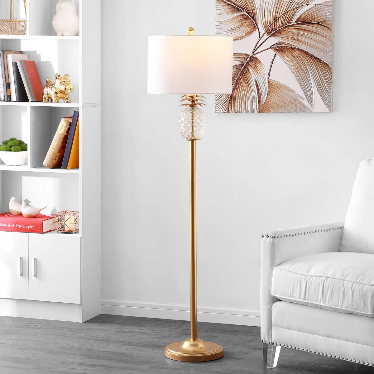 Safavieh Elza Floor Lamp, FLL4086 - Gold Leaf/Clear