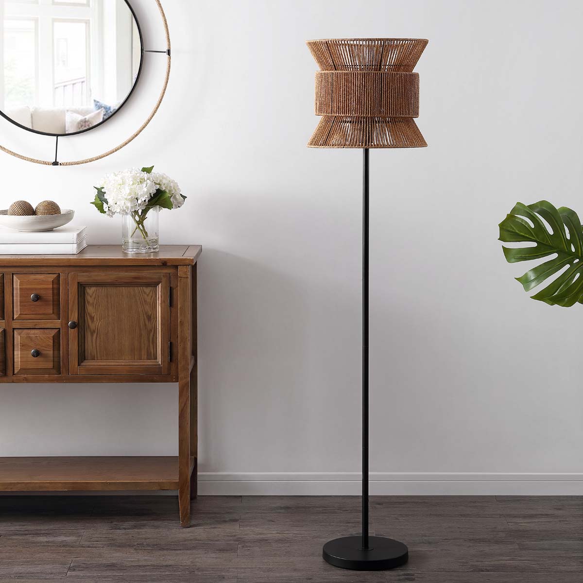 Safavieh Boyer Floor Lamp , FLL4100 - Natural / Black