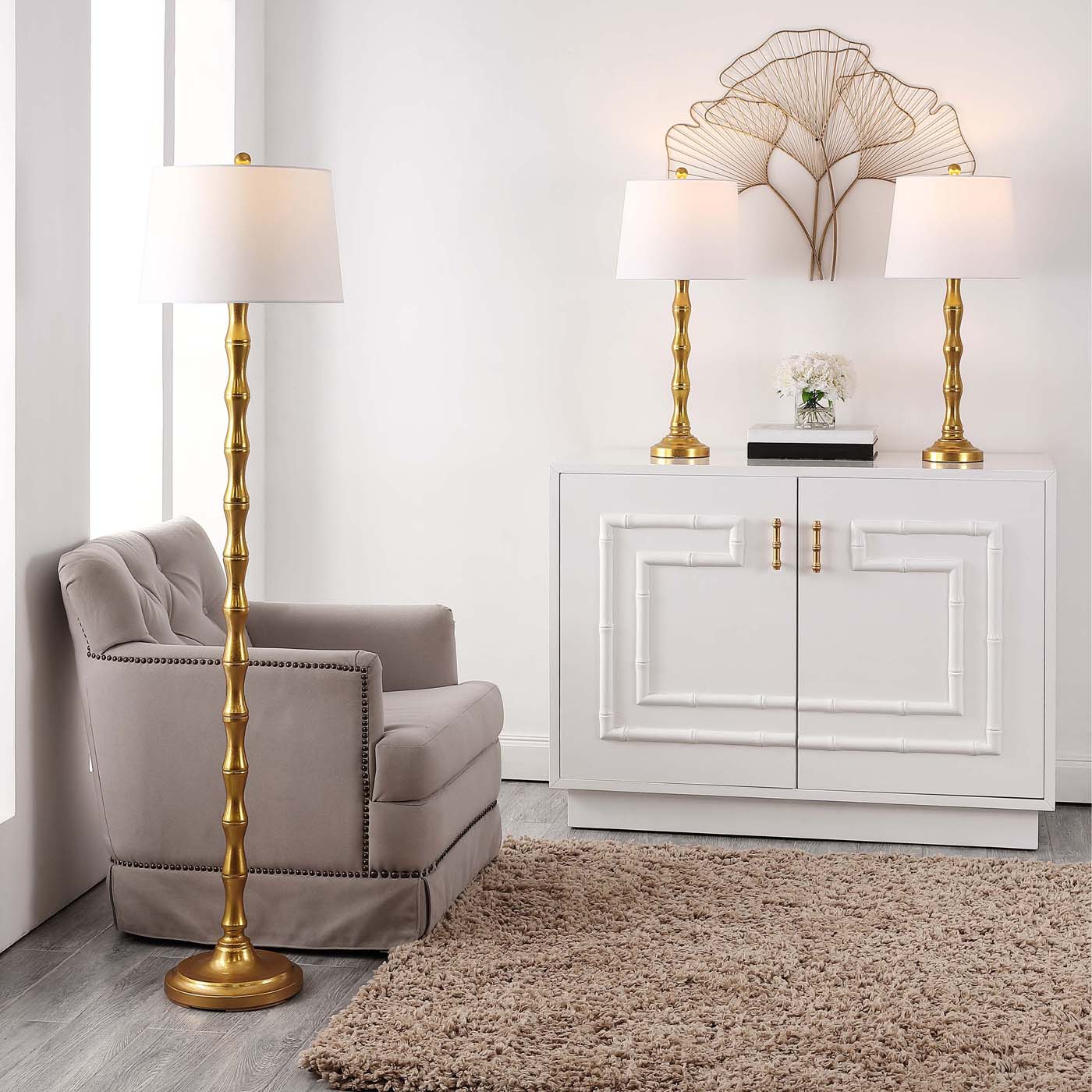 Safavieh Aurelia Floor And Table Lamp Set , FLT4003 - Gold