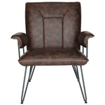 Safavieh Johannes 17.3H Mid Century Modern Leather Arm Chair , FOX1700 - Antique Brown