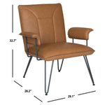 Safavieh Johannes 17.3H Mid Century Modern Leather Arm Chair , FOX1700 - Camel