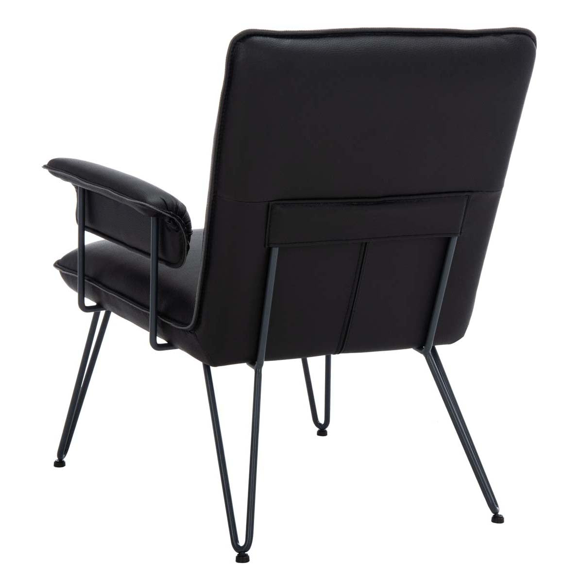 Safavieh Johannes 17.3H Mid Century Modern Leather Arm Chair , FOX1700 - Black Pu