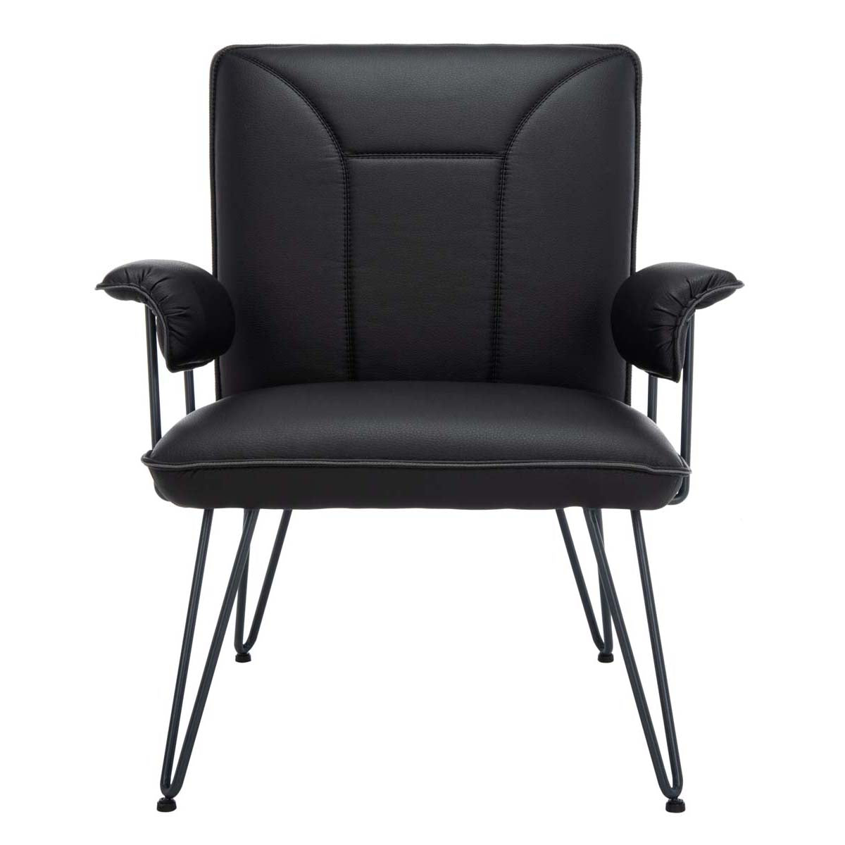 Safavieh Johannes 17.3H Mid Century Modern Leather Arm Chair , FOX1700