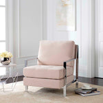 Safavieh Walden Modern Tufted Linen Chrome Accent Chair , FOX6279