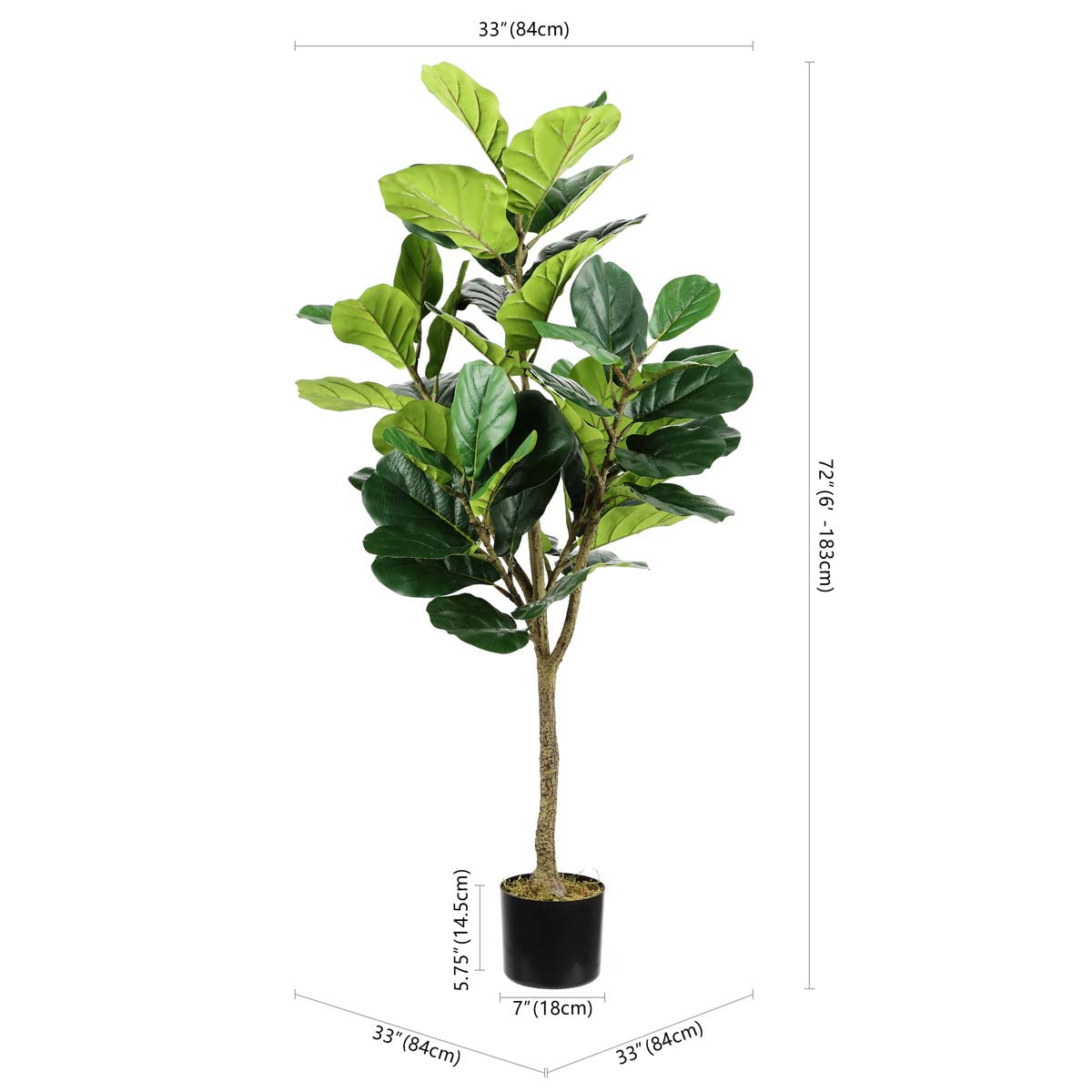 Safavieh Faux Multi Branch Fiddle Leaf Fig 72 Potted Tree , FXP2003