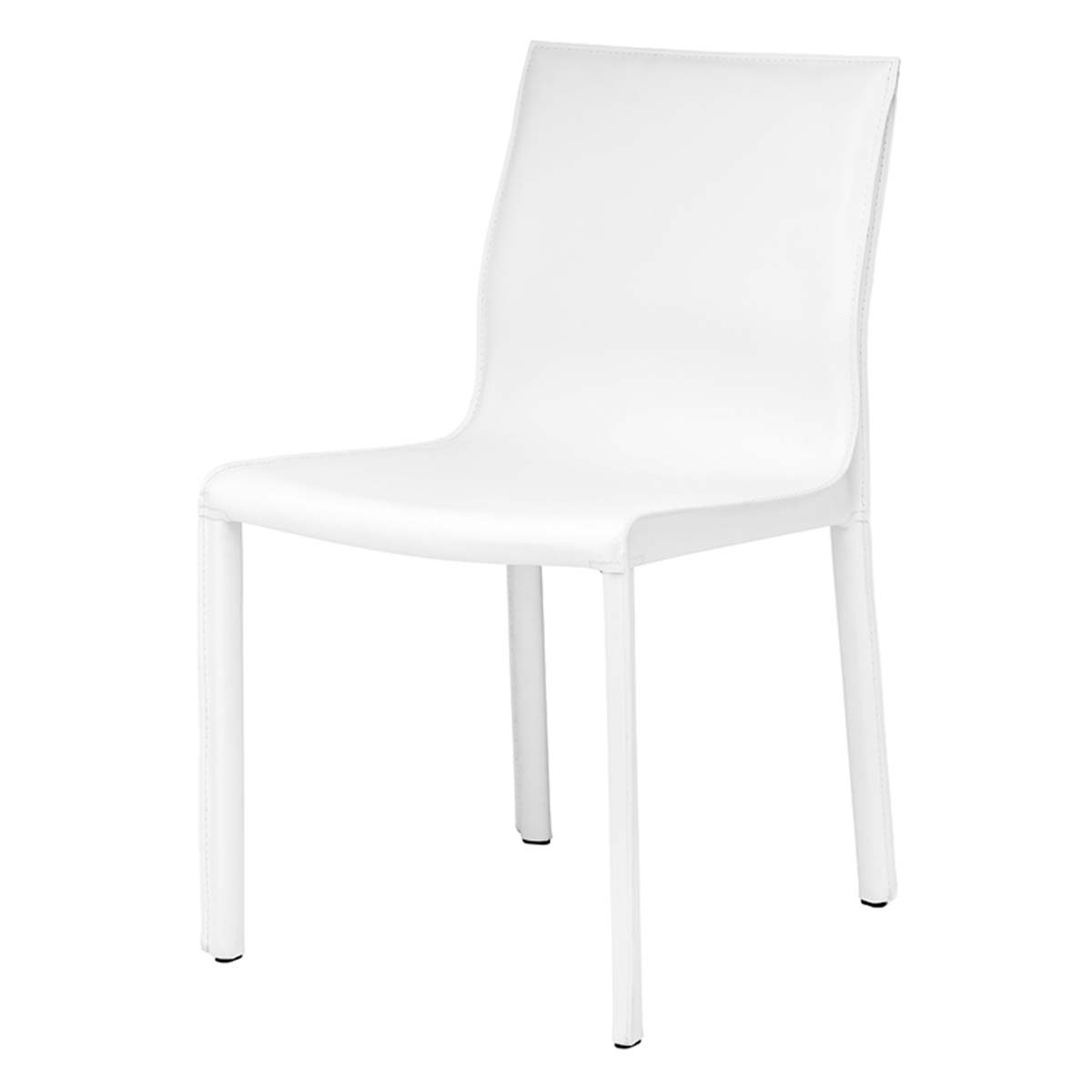 Nuevo Colter Leather Armless Dining Chair - White
