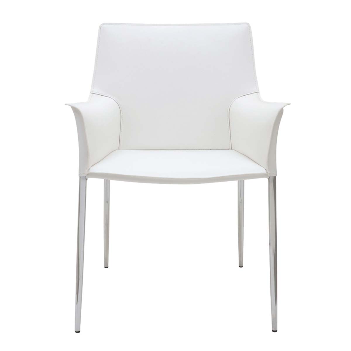 Nuevo Colter Leather/Chrome Dining Chair - White
