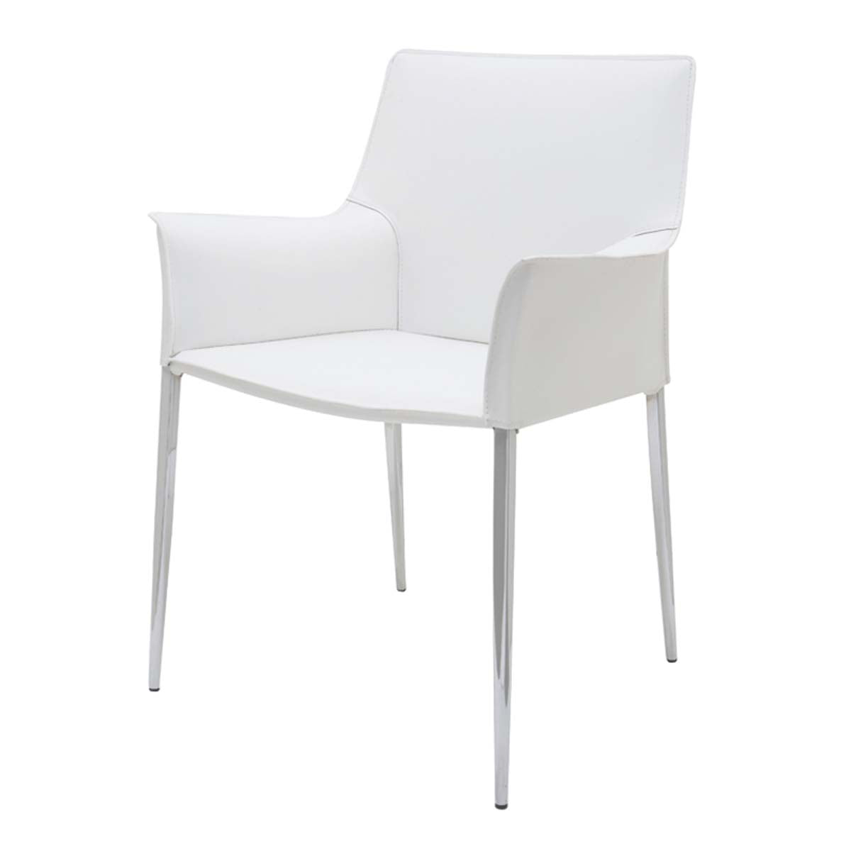 Nuevo Colter Leather/Chrome Dining Chair - White